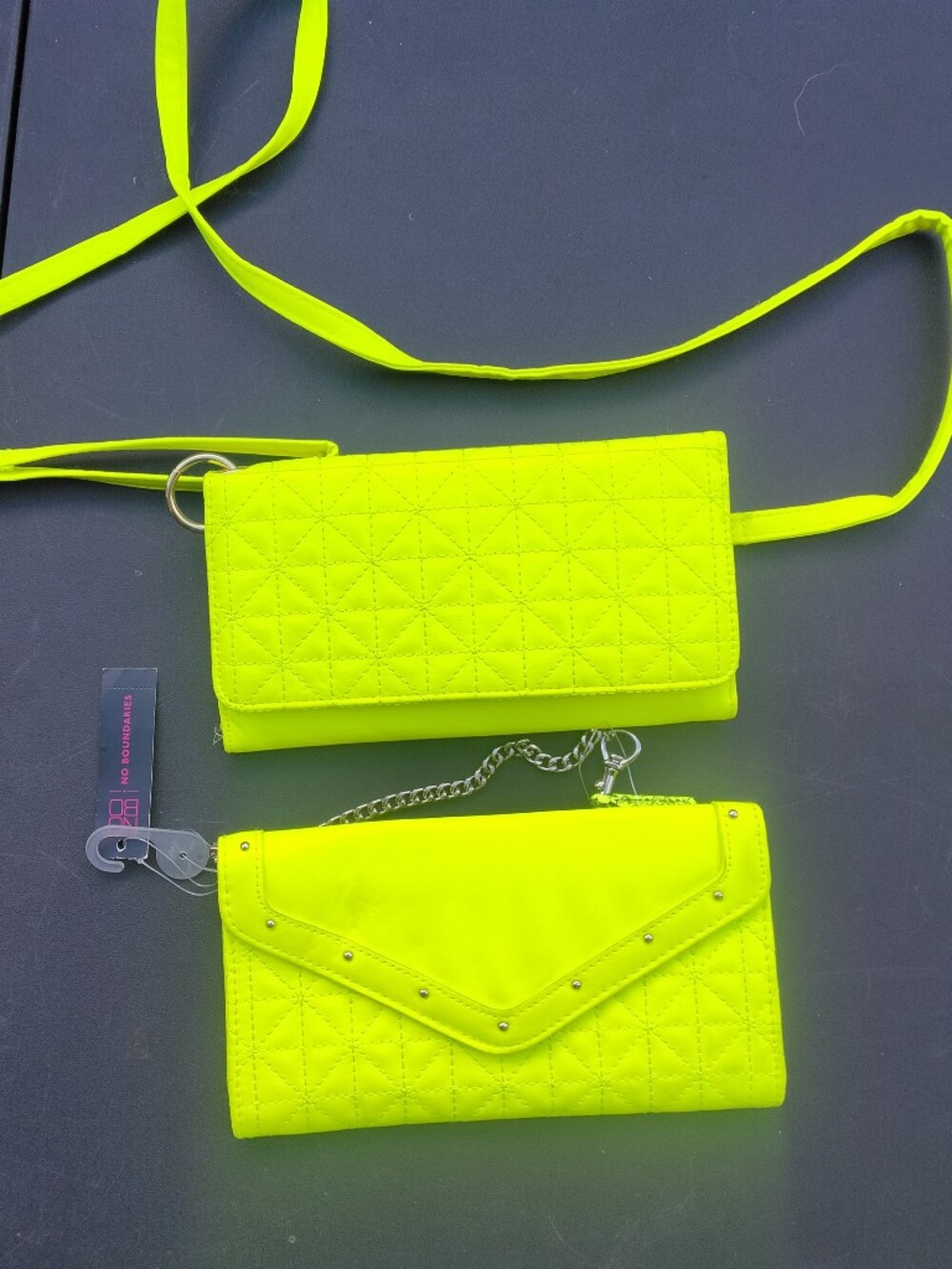 No Boundaries Neon Yellow Quilted Wristlet Set